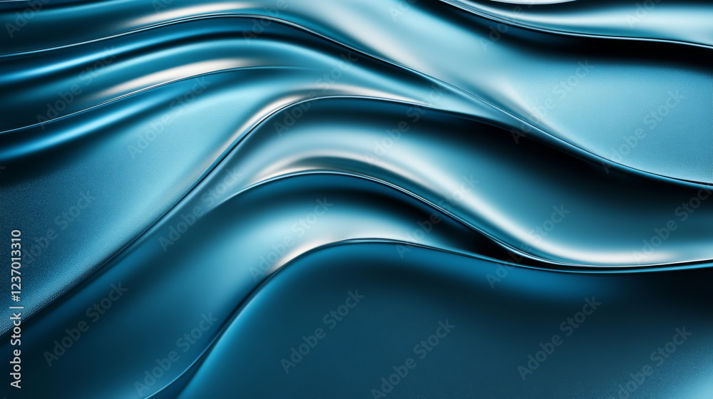 Obraz premium Abstract blue metal modern wave surface background texture 3d rendering illustration