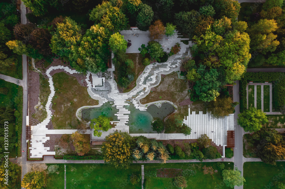 Park Śląski, zachód słońca, Ogród Japoński