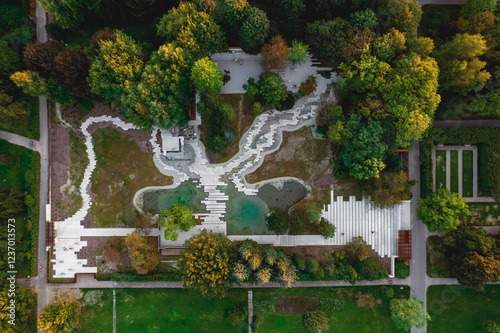 Obraz na płótnie Park Śląski, zachód słońca, Ogród Japoński w salonie