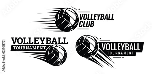 Volleyball ball black and white icons. Symbol or emblem. Vector illustration.