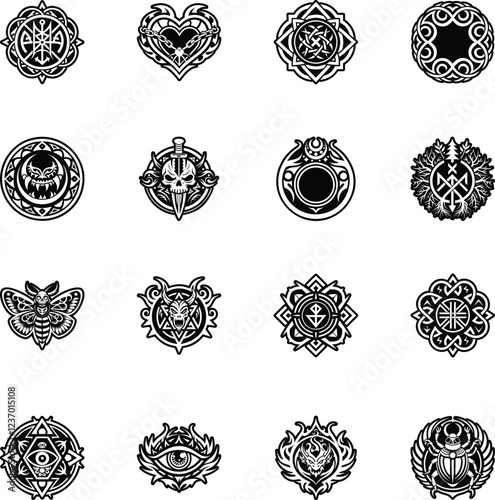 Bundle of Witchcraft Runes Glyph Icons 

