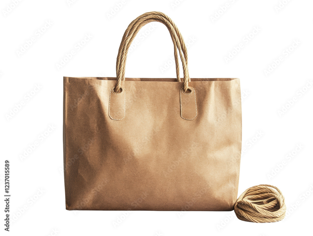 Naklejka premium Stylish paper tote bag, white isolated background