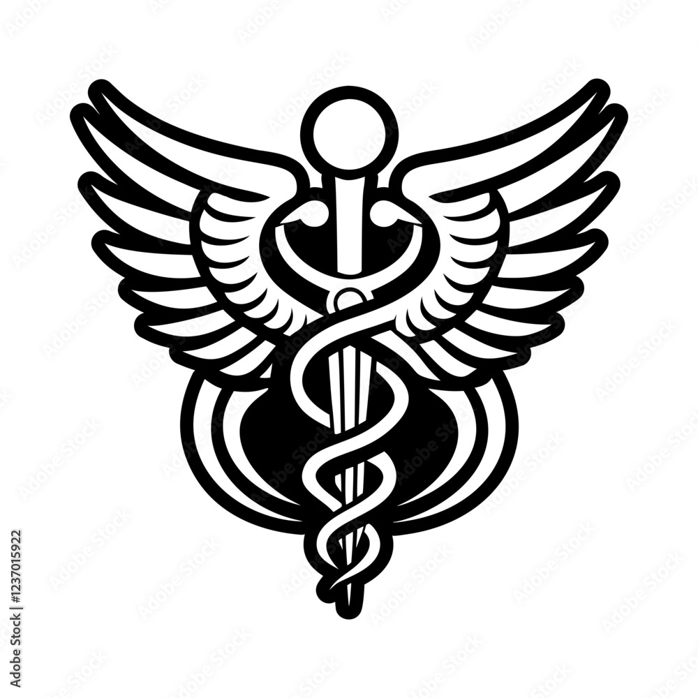 Fototapeta premium A glyph style icon of caduceus tattoo symbol