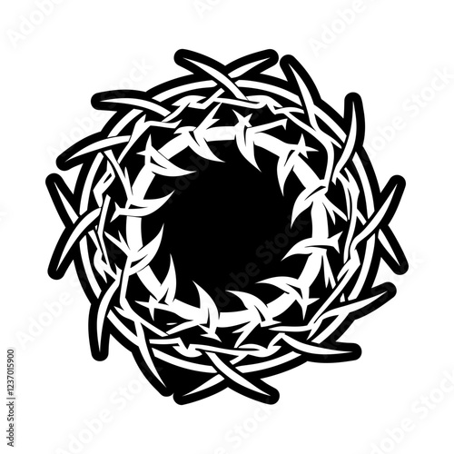Thorn crown symbol icon in solid style