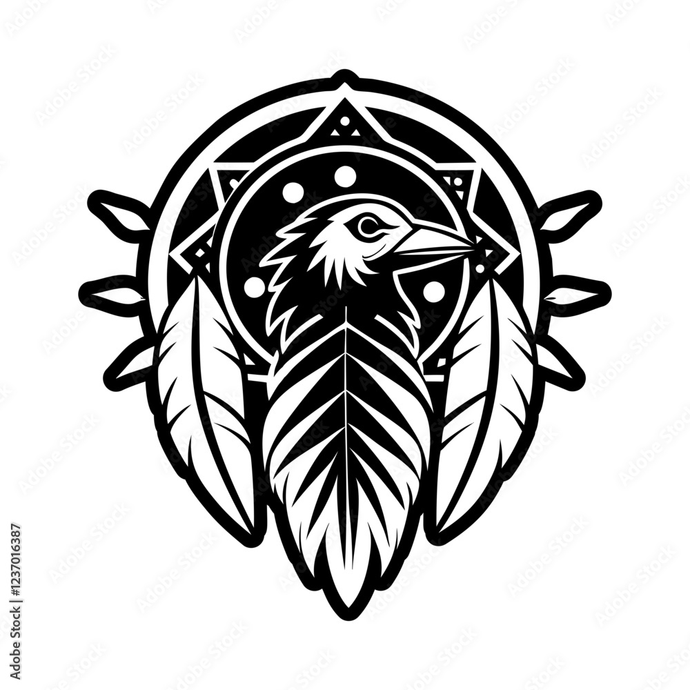 Fototapeta premium A filled style icon of mystic crow symbol