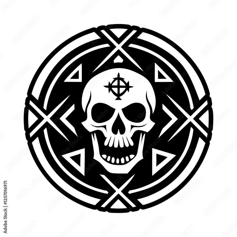 A solid style icon of skull rune symbol A solid style icon of skull rune symbol