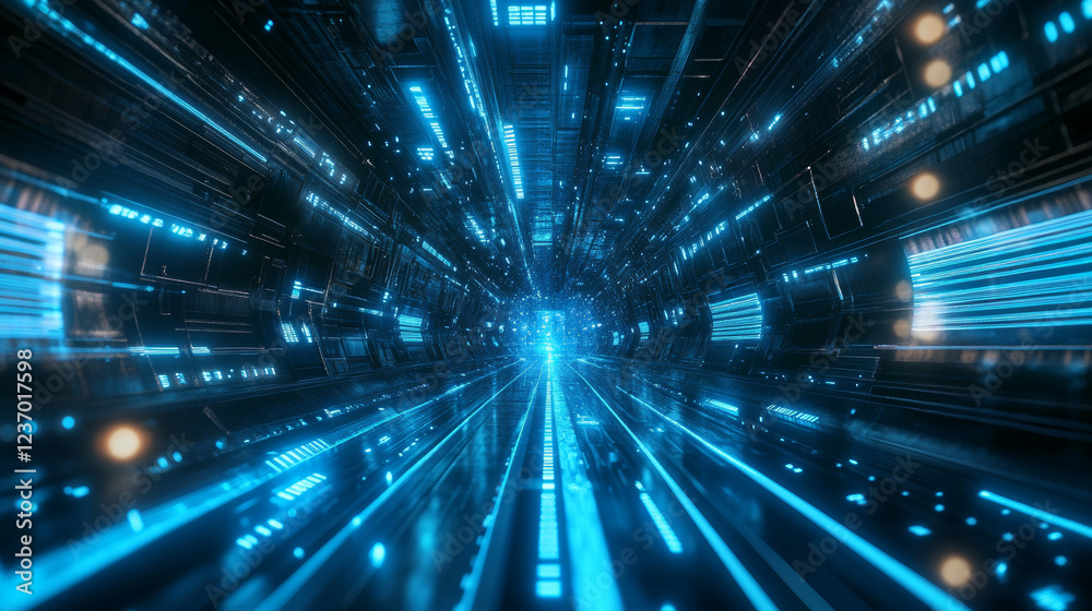 Naklejka premium design blue background modern technology with blue lights 3d render illustration