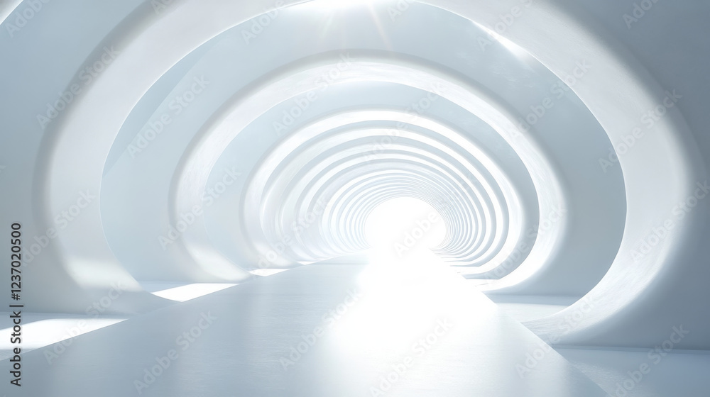 Fototapeta premium White Tunnel With Light Illumination 3d render illustration. 3D Illustration