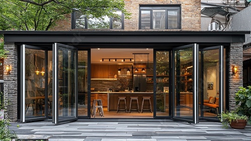 Modern Bi-Fold Doors Opening to a Stylish Kitchen and Patio