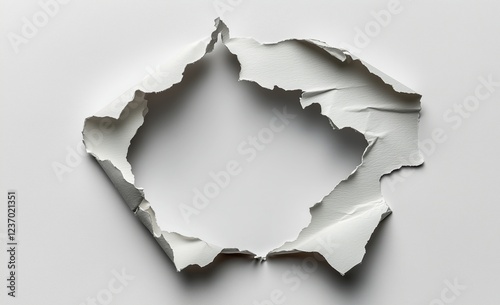 Torn paper revealing blank space, ideal for creative backgrounds and design p...