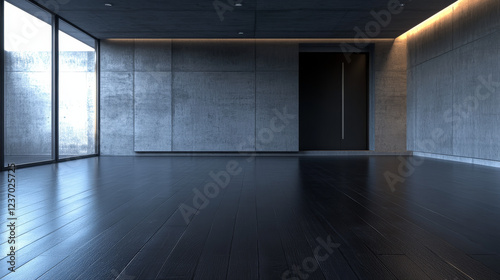 abstract architecture with grey walls and dark floor 3d render illustration