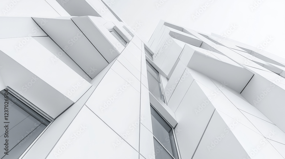 Obraz premium abstract white architecture geometric shape building interior 3d render illustration