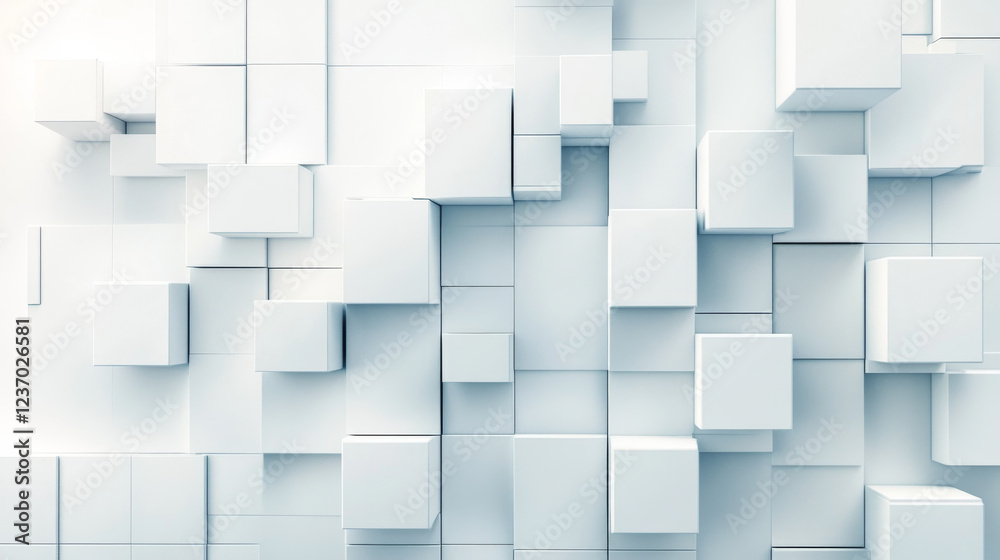 Obraz premium abstact white modern architecture background with white concrete cubes geometric shapes 3d render illustration