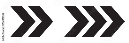 Arrow icons group. Set of black arrows symbols with blend effect. Chevron symbols. Vector isolated on white background.