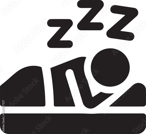 Silhouette vector of a person sleeping peacefully, symbolizing rest, relaxation, and mental well-being. Ideal for wellness, sleep health, and relaxation-themed designs.