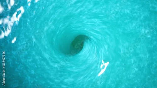 Slow Motion Shot of Shimmering Blue Liquid Vortex. Confectionery Glitter Whirl Background