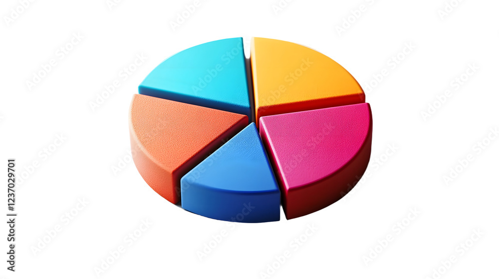 A modern pie chart with vibrant colors and clean, divided segments, set against a white background for a sharp, minimalist look A modern pie chart with vibrant colors and clean, divided segments, set against a white background for a sharp, minimalist look