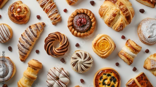 Collection of delicious pastries and cakes photo