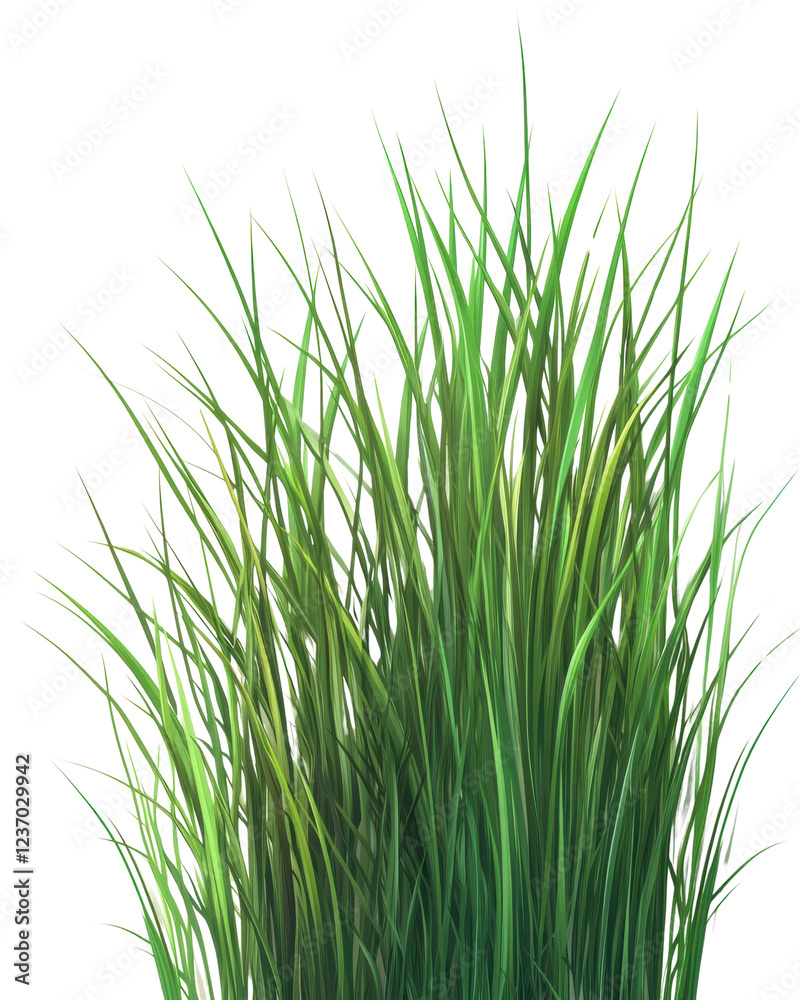Green grass, white isolate background Green grass, white isolate background