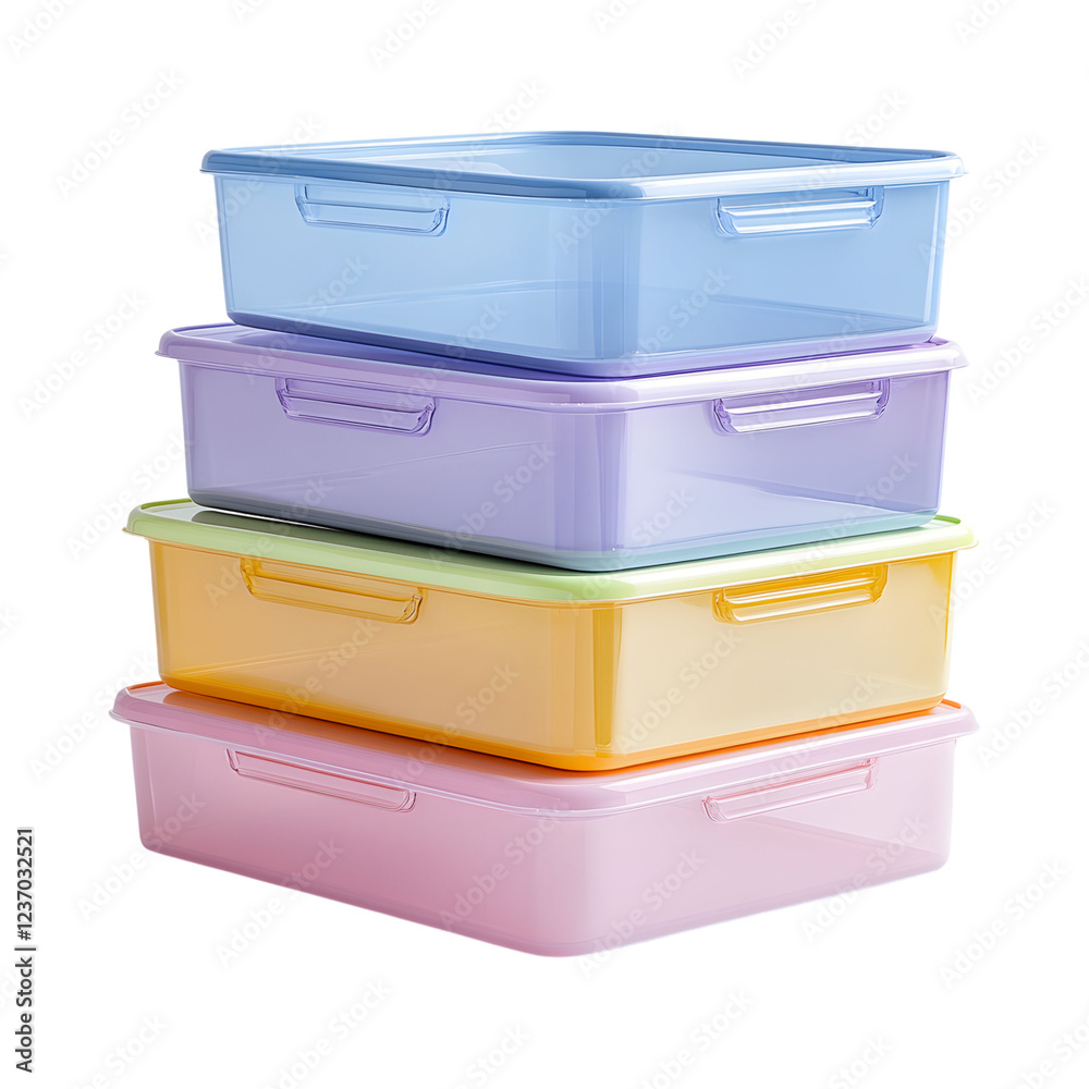 Stackable Plastic Bins with Transparent Fronts Isolated on Transparent Background Stackable Plastic Bins with Transparent Fronts Isolated on Transparent Background