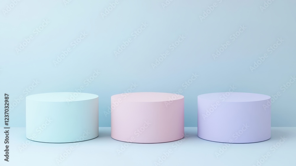 3D abstract shapes in a pastel palette