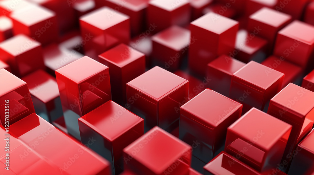 Obraz premium abstract red geometric shape cube design 3d render illustration