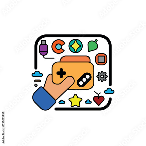 Video game, game console, joystick icon design