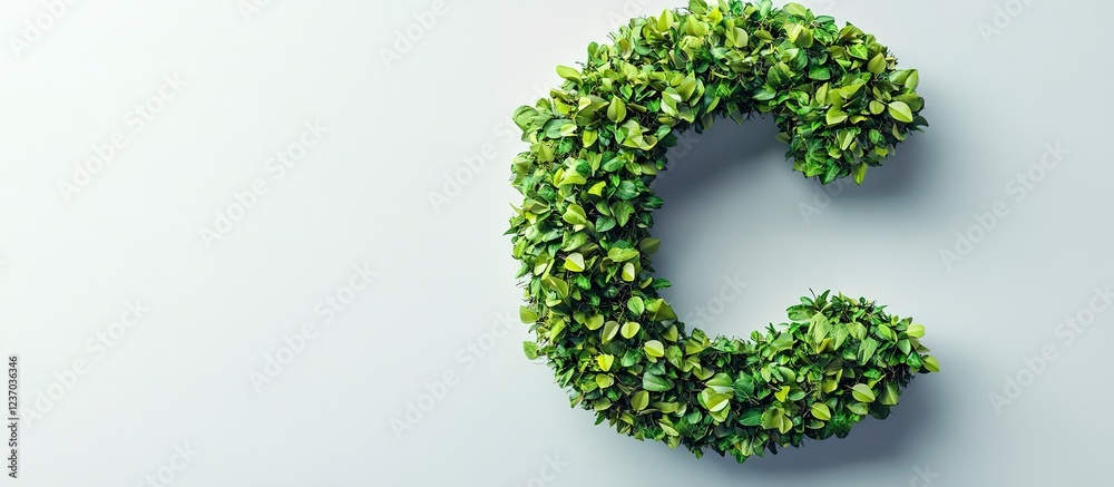 Green foliage forms the letter C on a white background Green foliage forms the letter C on a white background
