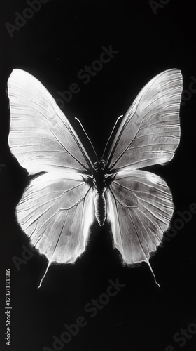 X-ray of the butterfly on a black background
