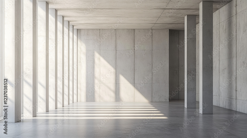 Fototapeta premium Empty Room With Concrete Walls and Floors 3d render illustration. 3D Illustration