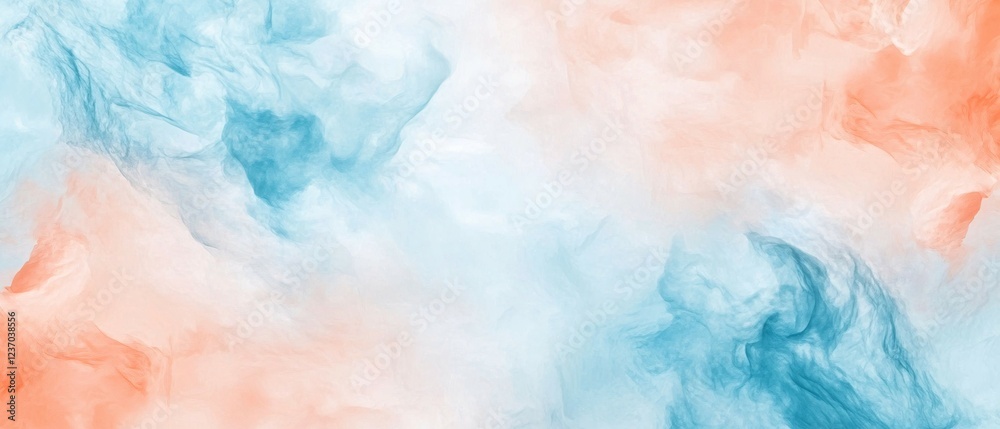 Fototapeta premium Abstract Pastel Blue and Peach Swirls of Color