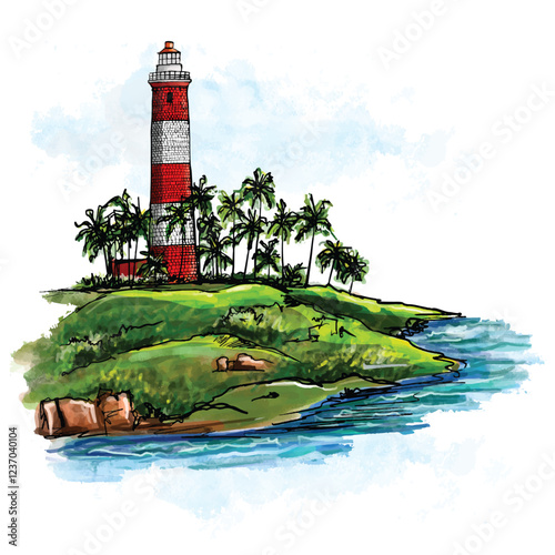 Light house colorful Vector illustration 