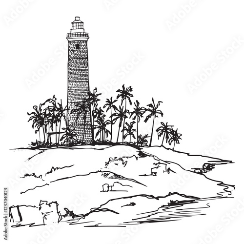 Light house line Vector illustration 