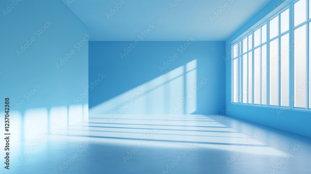 Fototapeta premium blue empty abstract futuristic room 360 panorama vr environment map. 3D Illustration