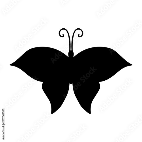 Silhouette, stamp of a winged insect, decorative butterfly. Vector graphics.