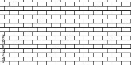Empty brick wall vector brickwork construction vintage architecture block row black line room, masonry, rough kitchen and bathroom texture background.	
