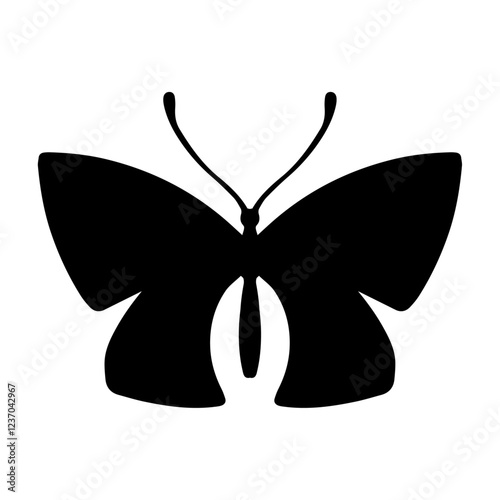 Silhouette, stamp of a winged insect, decorative butterfly. Vector graphics.