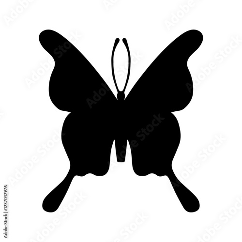 Silhouette, stamp of a winged insect, decorative butterfly. Vector graphics.