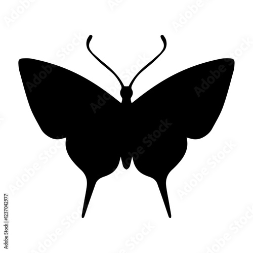 Silhouette, stamp of a winged insect, decorative butterfly. Vector graphics.