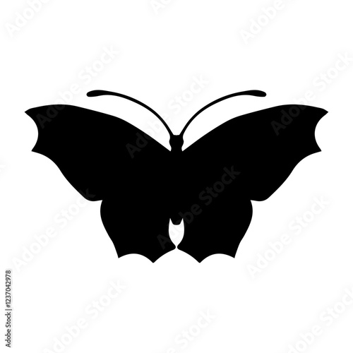 Silhouette, stamp of a winged insect, decorative butterfly. Vector graphics.