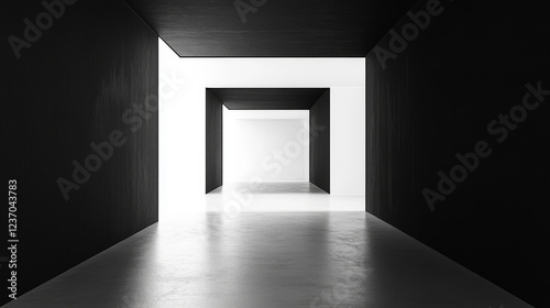 An Empty Room with Black and White Walls 360 degree full panorama environment map 3d render illustration hdri hdr vr virtual reality content. 3D Illustration