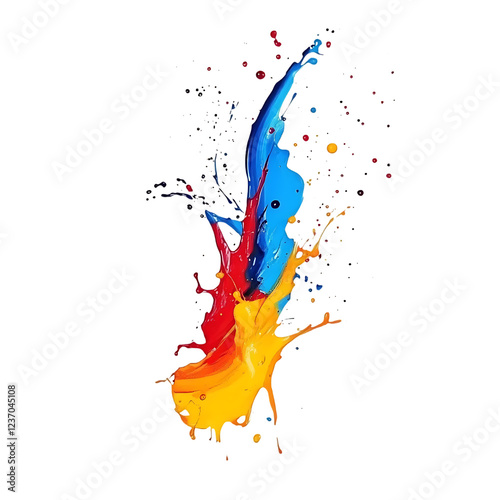 PNG Colorful Liquid Splash Against Transparent Background for Artistic Design, Creative Branding, or Dynamic Visual Projects photo