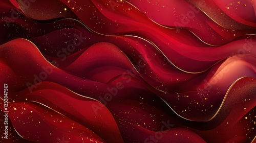 luxurious abstract Valentine's Day background with rich red and burgundy tones, adorned with delicate golden foil speckles and fluid marble-like textures, creating a refined and artistic aesthetic.