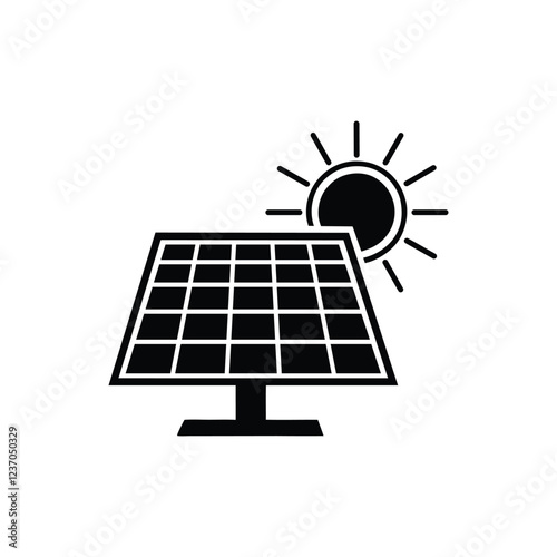 Solar panel energy with sunlight silhouette vector art illustration design template.