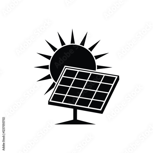Solar panel energy with sunlight silhouette vector art illustration design template.