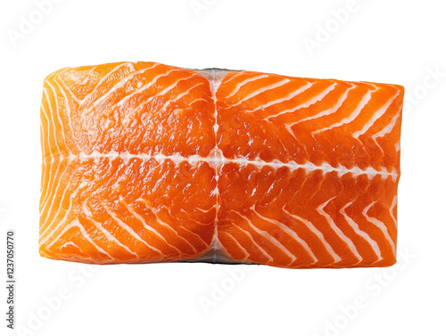 Fresh salmon fillet on white background