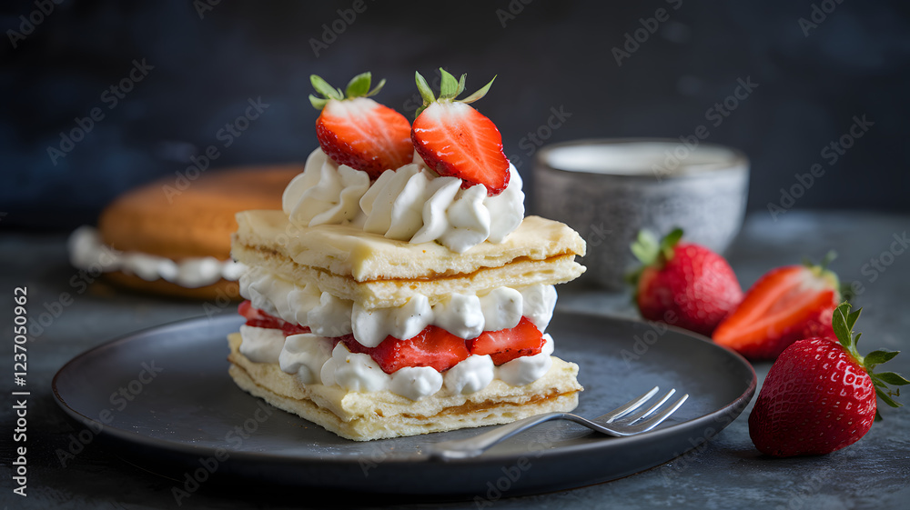 White chocolate cream and strawberry Napoleon White chocolate cream and strawberry Napoleon