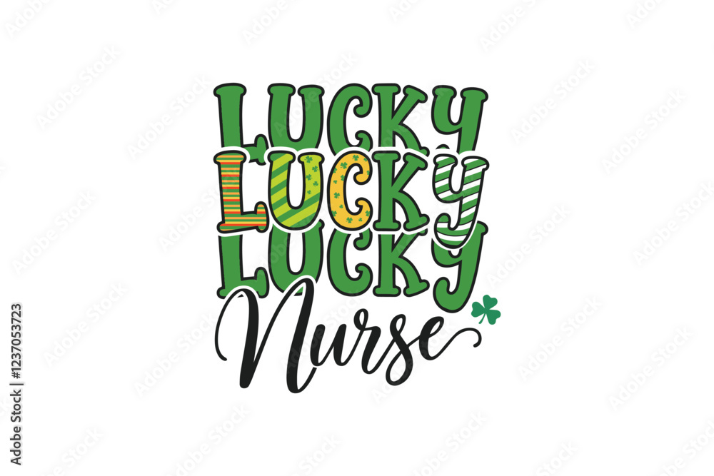 Naklejka premium Lucky Nurse St Patrick's Day SVG T Shirt Design