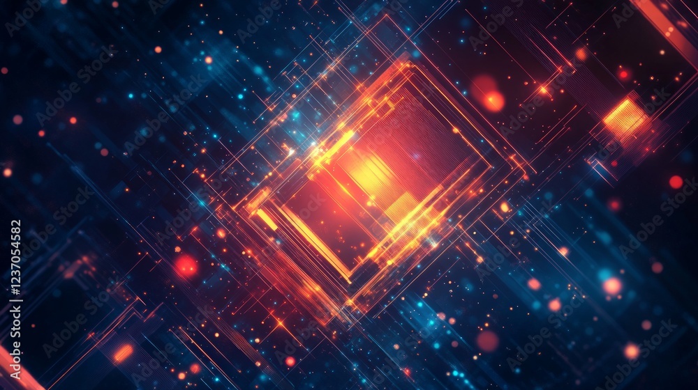 Fototapeta premium Vibrant Abstract Technology Background with Glowing Particles and Lines