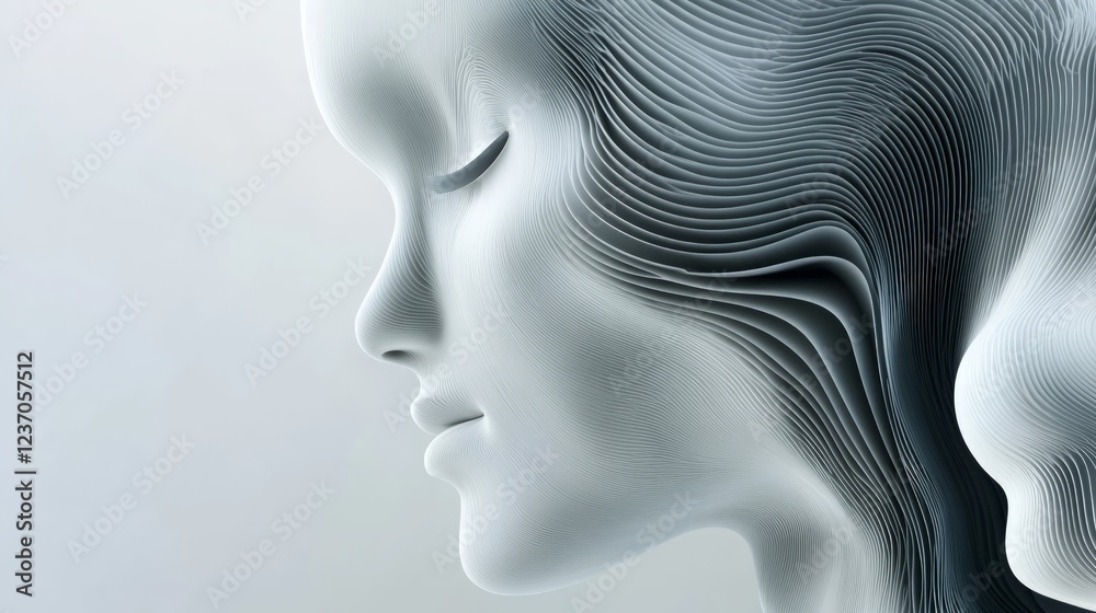 Abstract Profile of a Human Face with Flowing Lines and Curves Abstract Profile of a Human Face with Flowing Lines and Curves